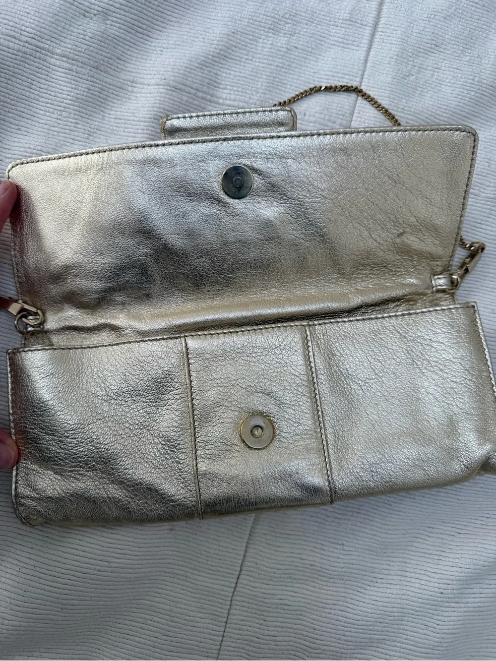 Max Mara Made in Italy Vintage Metallic Gold Chain-Strap Clutch